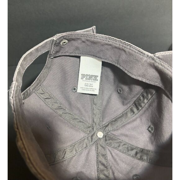 Victoria’s Secret PINK Women’s Baseball Hat Cap Gray “P” Logo Adjustable OSFM - Picture 5 of 6